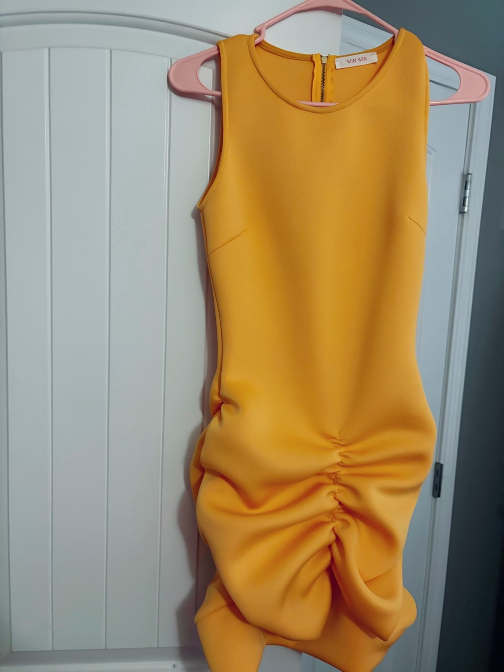 Yellow Ruched Sheath Dress